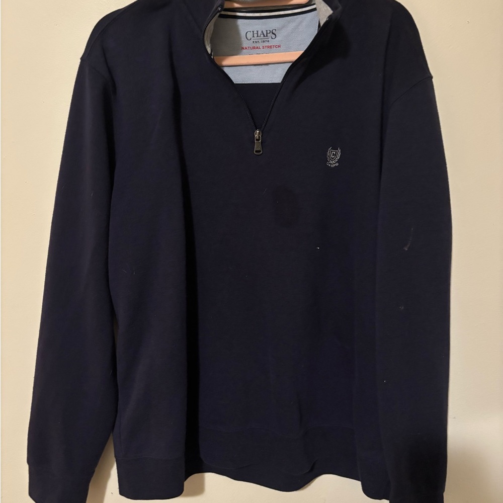 Chaps Men's Dark Blue Zip-Up Sweater